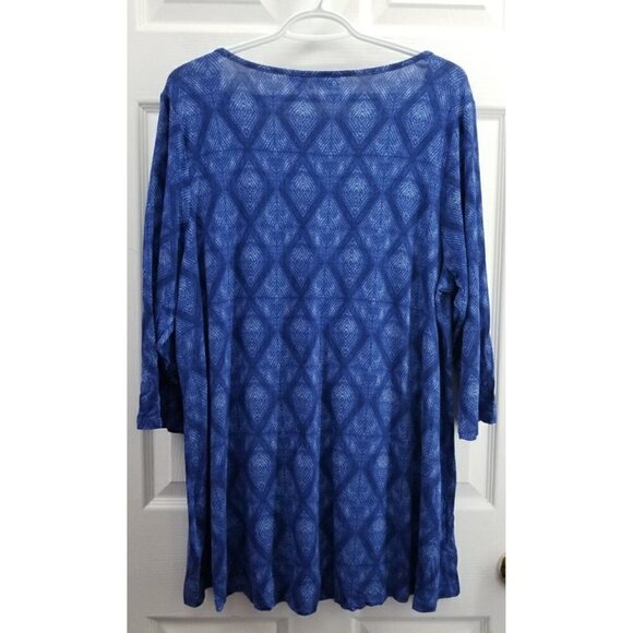 Sigred Olsen Blue Geometric Patterned Tunic Top Size 1X - Picture 2 of 7